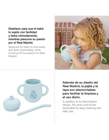 Vaso Antigoteo + Pajita de Silicona Azul