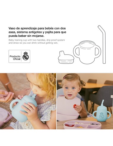 Vaso Antigoteo + Pajita de Silicona Azul