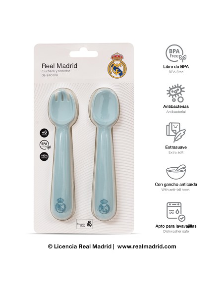 Cuchara y Tenedor de Silicona Azul