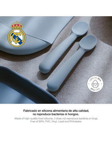 Cuchara y Tenedor de Silicona Azul