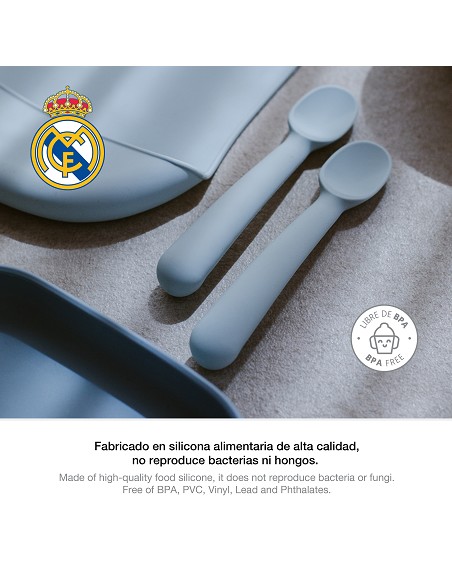 Cuchara y Tenedor de Silicona Azul