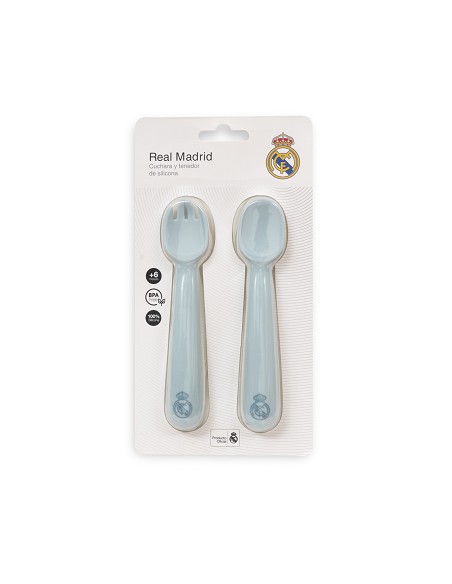 Cuchara y Tenedor de Silicona Azul