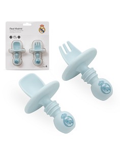 Cubiertos Aprendizaje Antiahogo de Silicona Azul