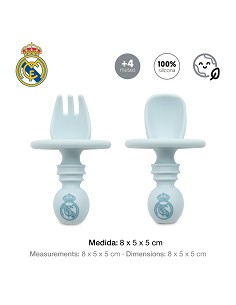 Cubiertos Aprendizaje Antiahogo de Silicona Azul 2