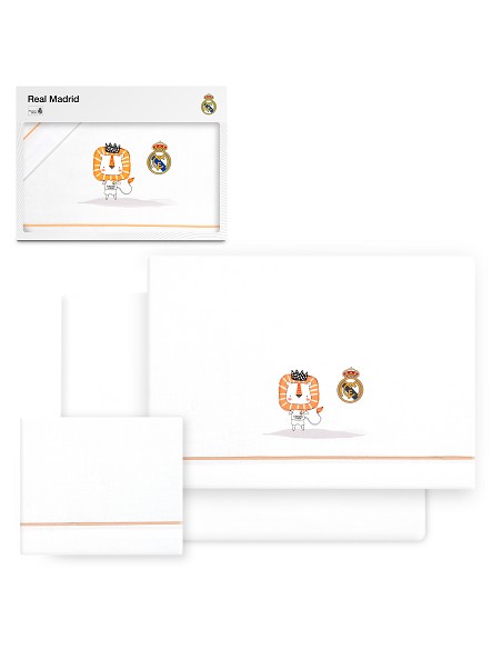 Triptico Cuna Real Madrid Leon Escudo Bco/Naranja