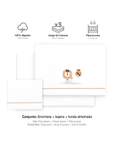 Triptico Cuna Real Madrid Leon Escudo Bco/Naranja 2