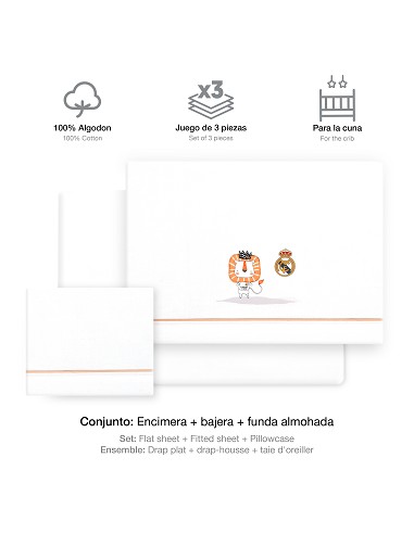 Triptico Cuna Real Madrid Leon Escudo Bco/Naranja