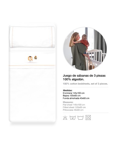 Triptico Cuna Real Madrid Leon Escudo Bco/Naranja