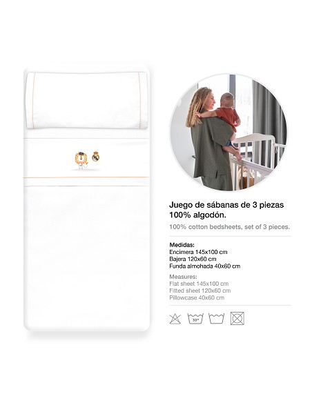 Triptico Cuna Real Madrid Leon Escudo Bco/Naranja