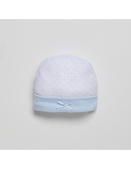 Set Regalo 4 Pcs 100% Alg  T 0-6 M(Gorro-Peucos-Manoplas-Babero) Azul