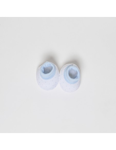 Set Regalo 4 Pcs 100% Alg  T 0-6 M(Gorro-Peucos-Manoplas-Babero) Azul