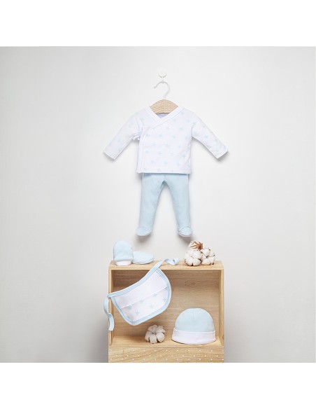 Set Regalo 5 Pcs 100% Alg  T 0-6 m Mod Estrellas Azul