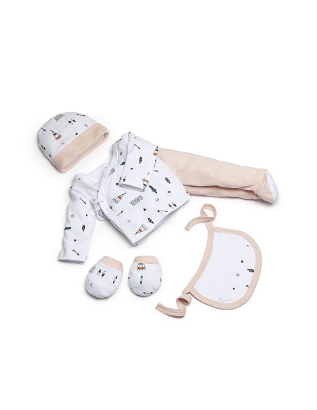 Set Regalo 5 Pcs 100% Alg  T 0-6 Mod Indio Rosa