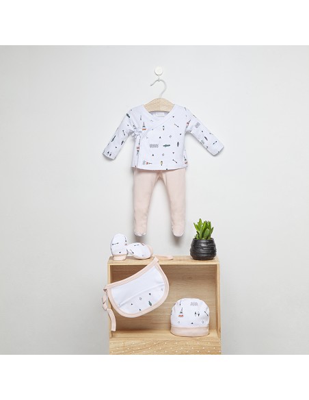 Set Regalo 5 Pcs 100% Alg  T 0-6 Mod Indio Rosa