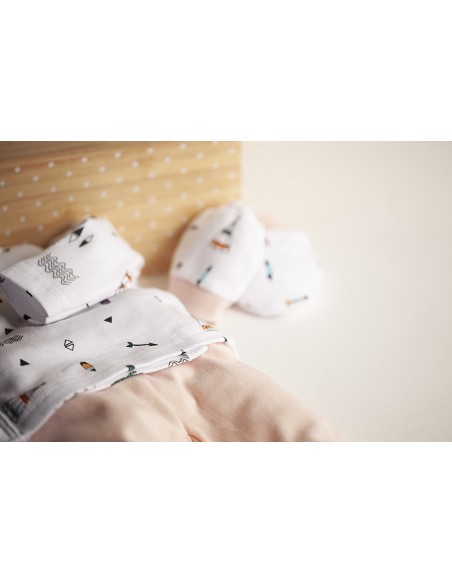 Set Regalo 5 Pcs 100% Alg  T 0-6 Mod Indio Rosa