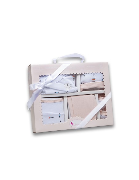 Set Regalo 5 Pcs 100% Alg  T 0-6 Mod Indio Rosa