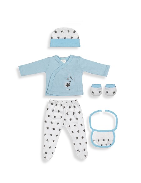 Set Regalo 5 Pzs 100% Algo Talla 0-6 Mod. Love You Azul