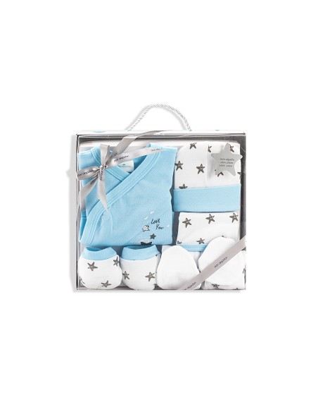 Set Regalo 5 Pzs 100% Algo Talla 0-6 Mod. Love You Azul