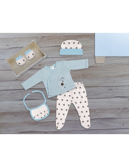 Set Regalo 5 Pzs 100% Algo Talla 0-6 Mod. Love You Azul