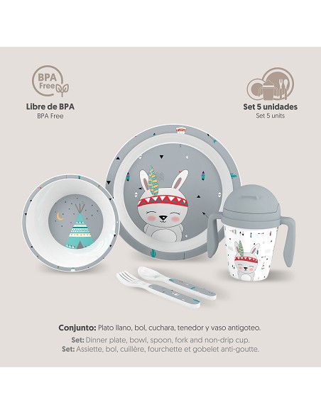 Set Vajilla 5 Pcs Mod Indio