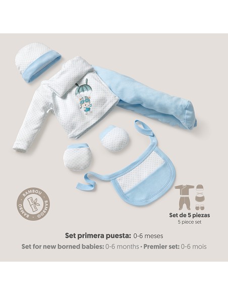 Set Regalo 5 Pcs 100% Alg  T 0-6 m Mod Paracaidas Azul
