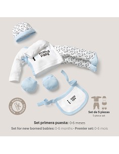 Set Regalo 5 Pcs 100% Alg  T 0-6 m Mod I Love Mama-Papa Azul 2