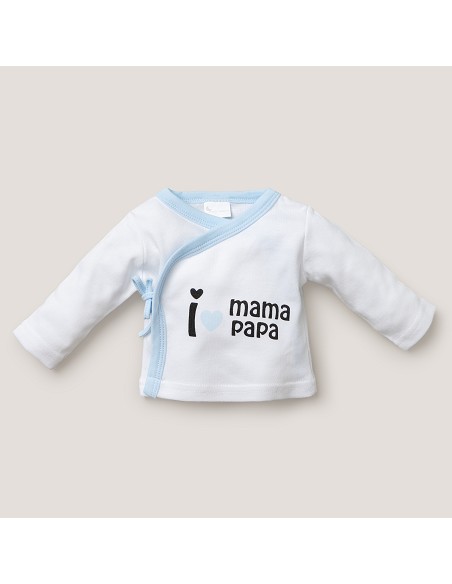 Set Regalo 5 Pcs 100% Alg  T 0-6 m Mod I Love Mama-Papa Azul