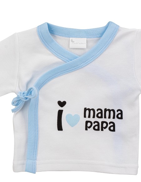 Set Regalo 5 Pcs 100% Alg  T 0-6 m Mod I Love Mama-Papa Azul