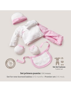 Set Regalo 5 Pcs 100% Alg  T 0-6 m Mod Topos Bamboo Rosa 2