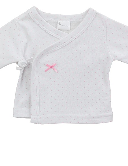 Set Regalo 5 Pcs 100% Alg  T 0-6 m Mod Topos Bamboo Rosa