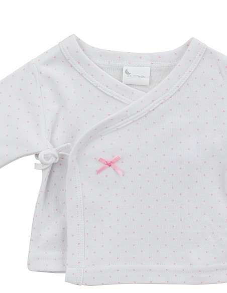 Set Regalo 5 Pcs 100% Alg  T 0-6 m Mod Topos Bamboo Rosa