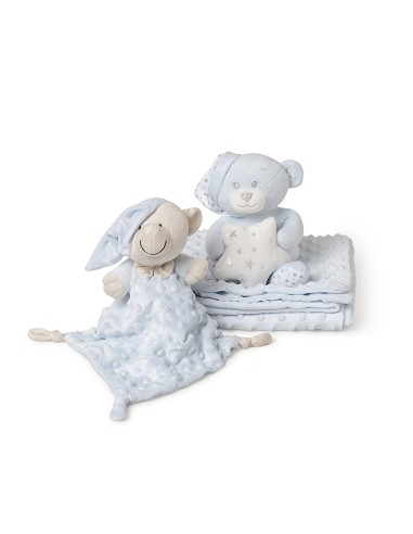 Set 3 Pcs Casita(Peluche+Manta+Dou Dou) Azul