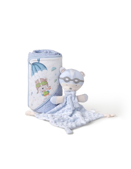 Set Capa de Baño Mod Paracaidista+Dou Dou Mod Paracaidista Azul