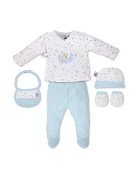Set Regalo 5 Pcs 100% Alg  T 0-6 m Mod Sleep Azul