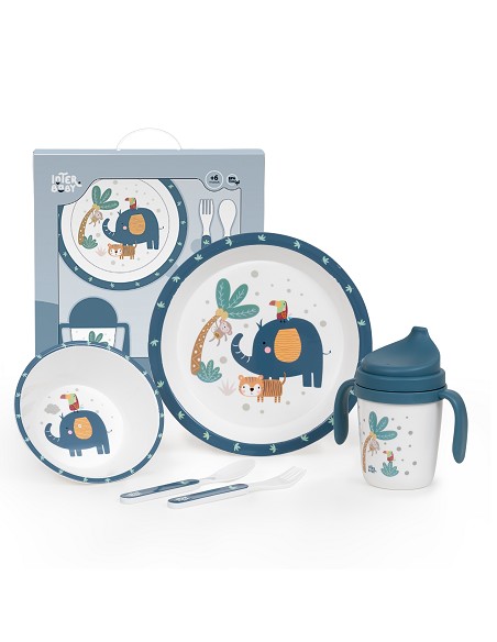 Set Vajilla 5 Pcs Mod Jungla Azul