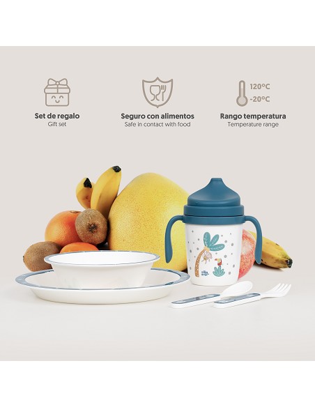 Set Vajilla 5 Pcs Mod Jungla Azul