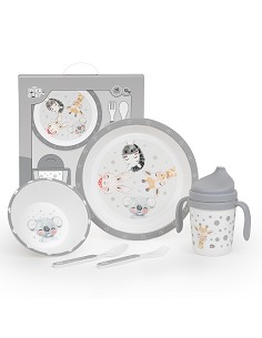 Set Vajilla 5 Pcs Mod Acuarela Gris