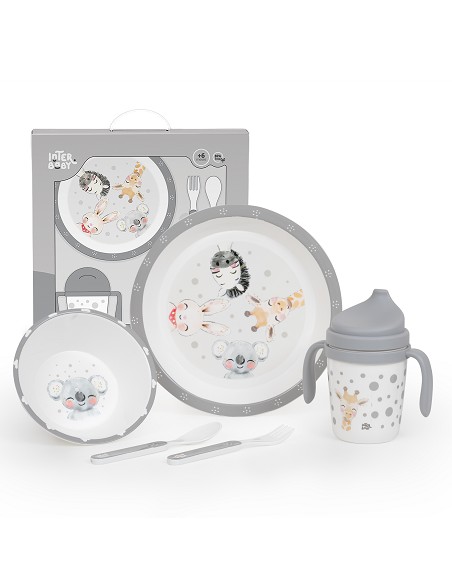 Set Vajilla 5 Pcs Mod Acuarela Gris