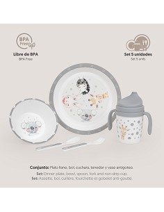 Set Vajilla 5 Pcs Mod Acuarela Gris 2