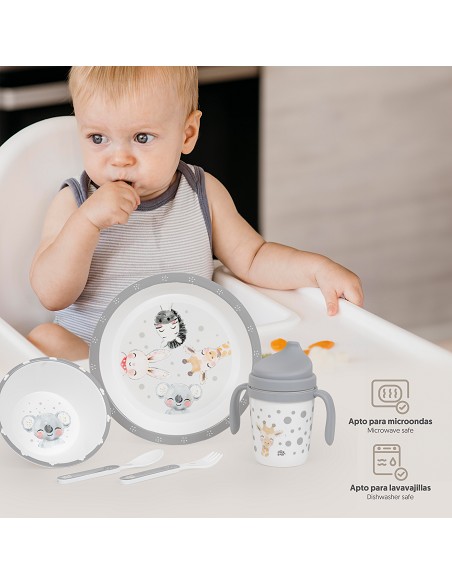 Set Vajilla 5 Pcs Mod Acuarela Gris