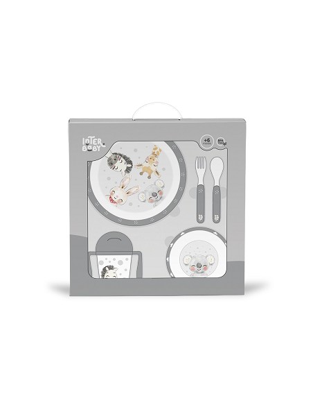 Set Vajilla 5 Pcs Mod Acuarela Gris