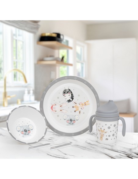 Set Vajilla 5 Pcs Mod Acuarela Gris