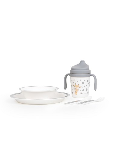 Set Vajilla 5 Pcs Mod Acuarela Gris