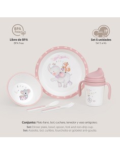 Set Vajilla 5 Pcs Mod Music Rosa 2