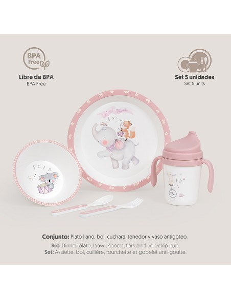 Set Vajilla 5 Pcs Mod Music Rosa