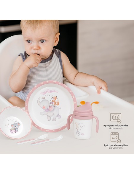 Set Vajilla 5 Pcs Mod Music Rosa