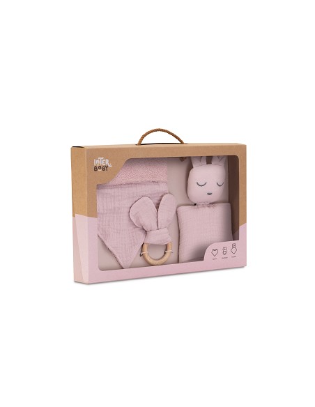 Set Dou Dou+Bandana+Mordedor Muselina Mod Oso Rosa Maquillaje