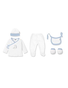 Set Regalo 5 Pcs Bamboo T 0-6 m Mod Dinosaurio Bco/Azul
