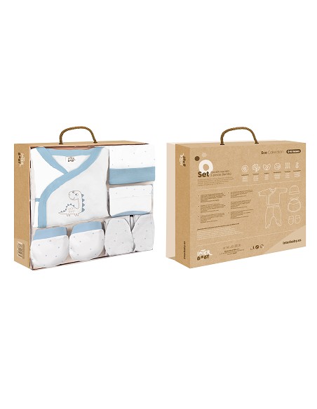 Set Regalo 5 Pcs Bamboo T 0-6 m Mod Dinosaurio Bco/Azul