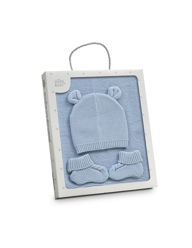 Set 3 Piezas Toca Gorra Peucos Azul